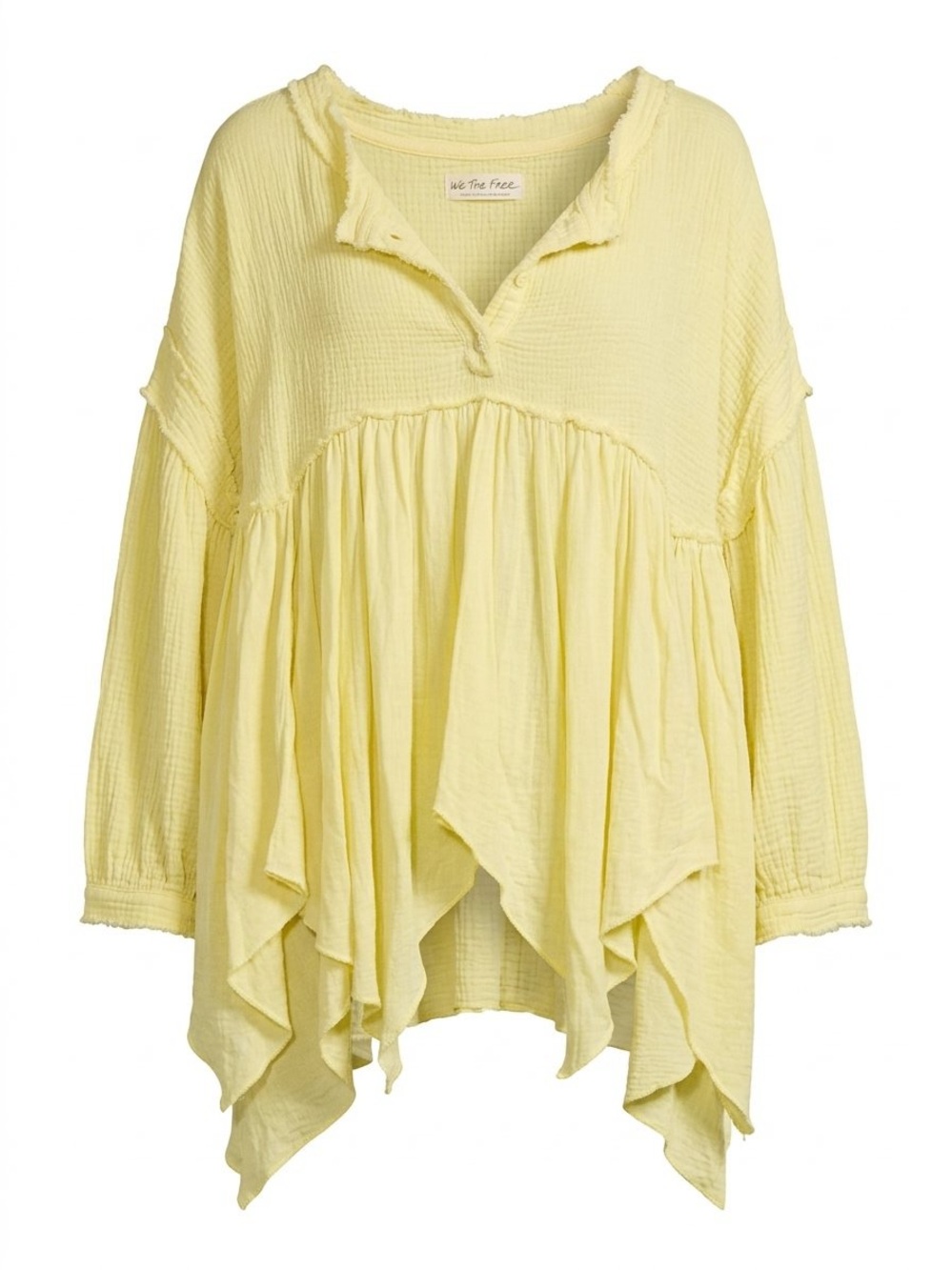 We The Free Pale Yellow Gauze Tiered Peasant Tunic/ S / Ptp-26”